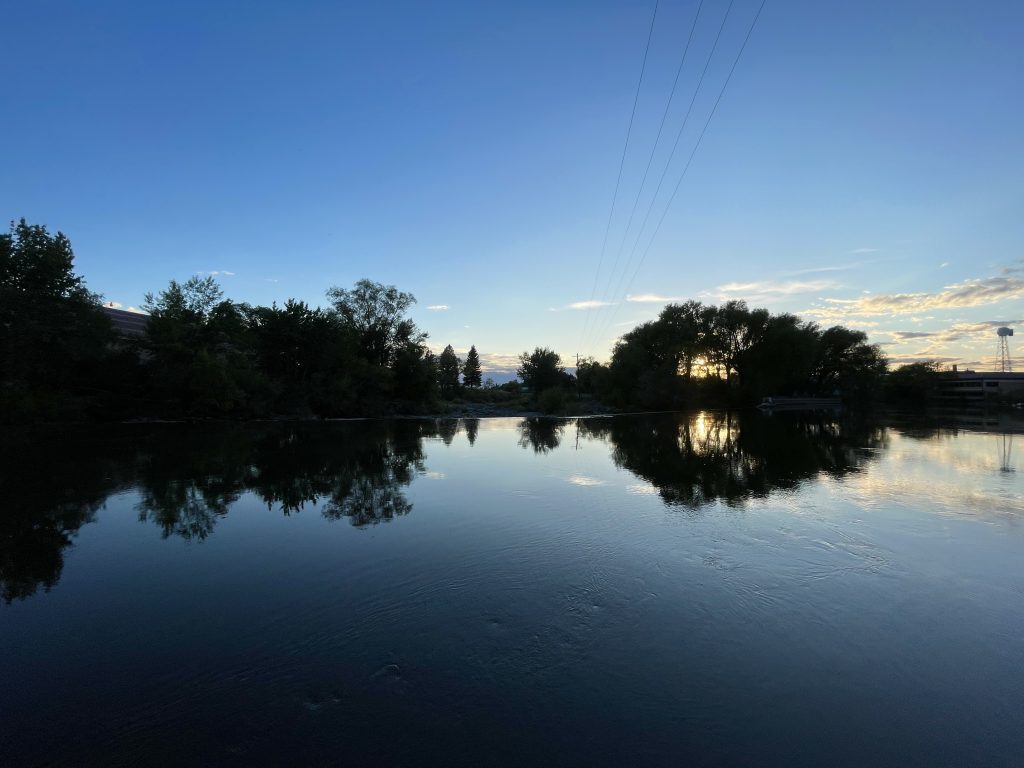 View of a River near Rexburg at Sunset