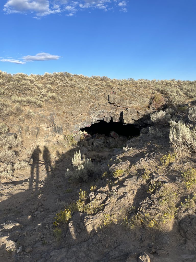 View of the entrace of the Civil defense caves from the trail form the parking lot.