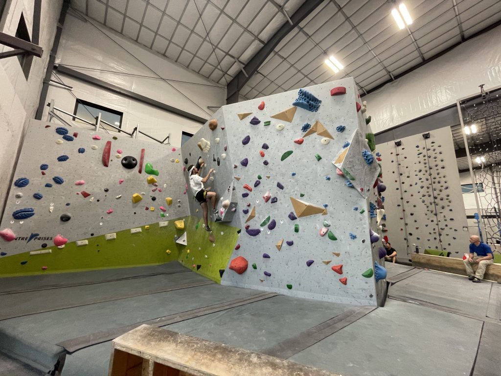 My freind on the bloulder wall at the Rock Gym
