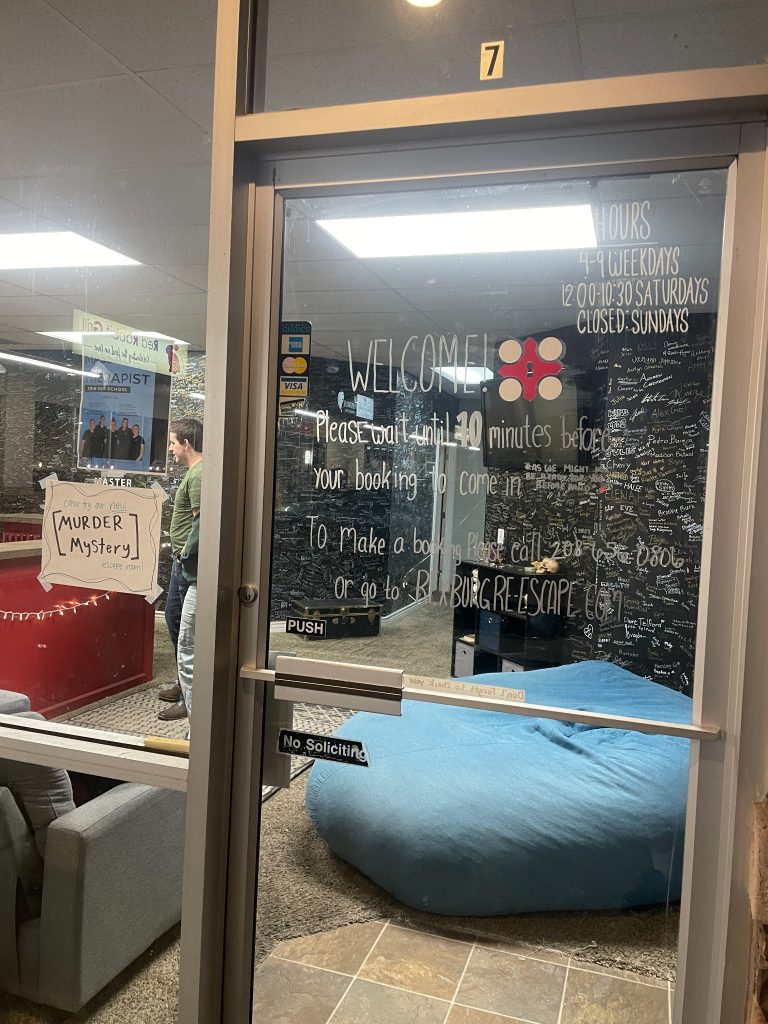 Puzzle prop case inside Rexburg Re-Escape escape room